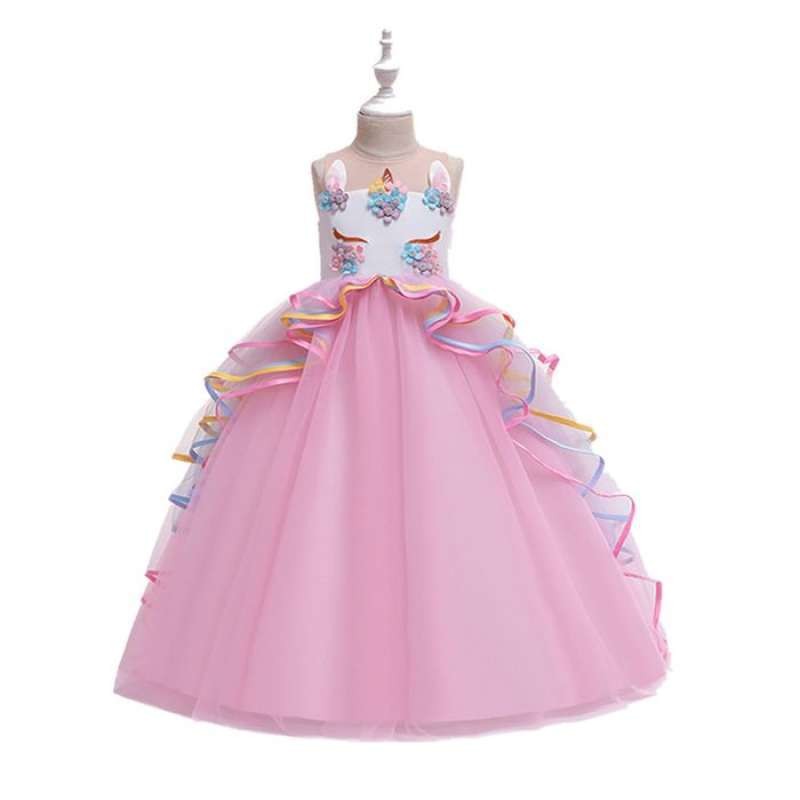 Dress Unicorn Anak 5 - 10 Tahun . Gaun Pesta Panjang Tutu Karakter Import . D-022 *