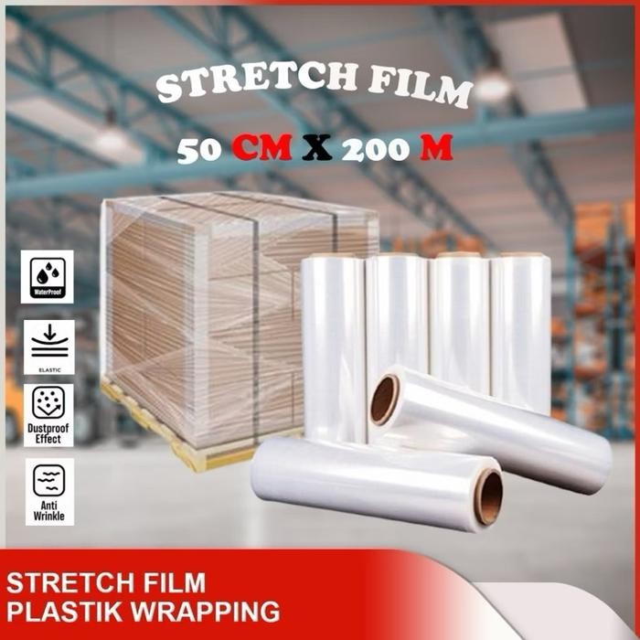 Stretch Film Plastik Wrapping 50cm x 200 meter Ekonomis / Plastik Wrap Barang Kuat Tebal