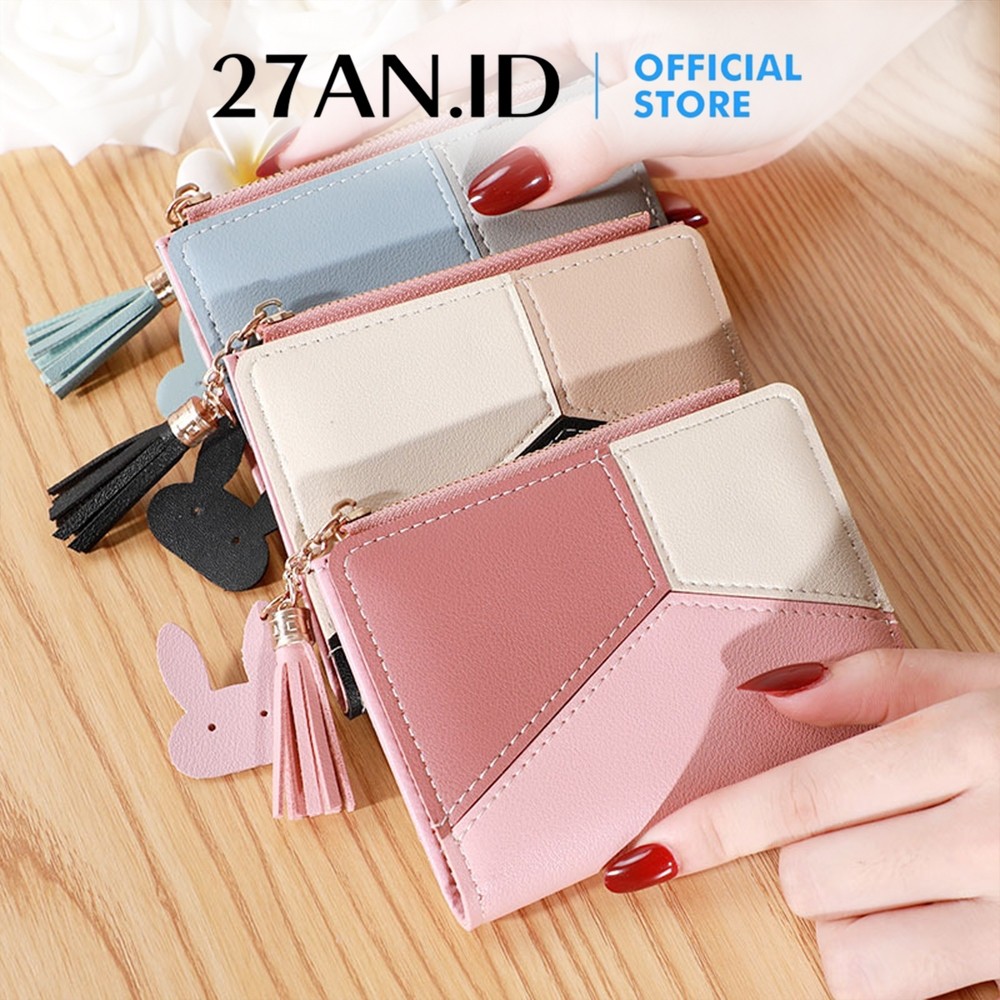 DOMPET LIPAT WANITA 1150 DOMPET WANITA GRADASI 3 WARNA DOMPET WANITA PENDEK RESLETING DOMPET KOIN