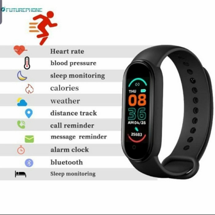 (Expert) Smartband M6. Jam kesehatan jam M6 terbaru jam olah raga pria/wanita
