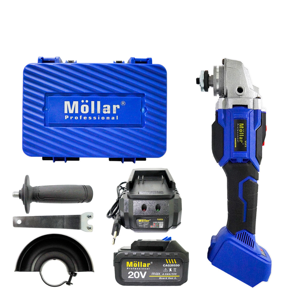 MOLLAR CAG20550 Mesin Gerinda Tangan Baterai 20V Cordless Grinder 4"
