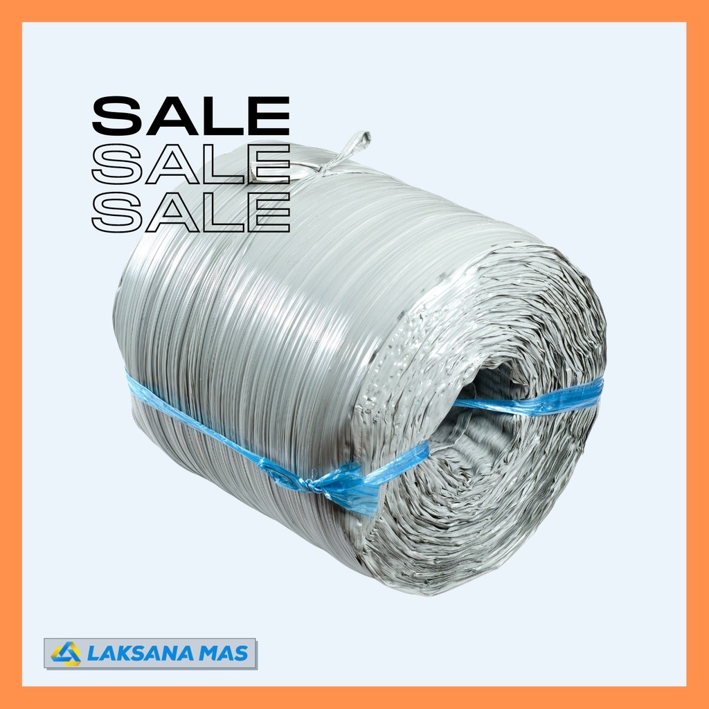 

JH8 Tali Rafia Plastik Rol Besar Laksanamas Warna Silver Ukuran 5Kg an di