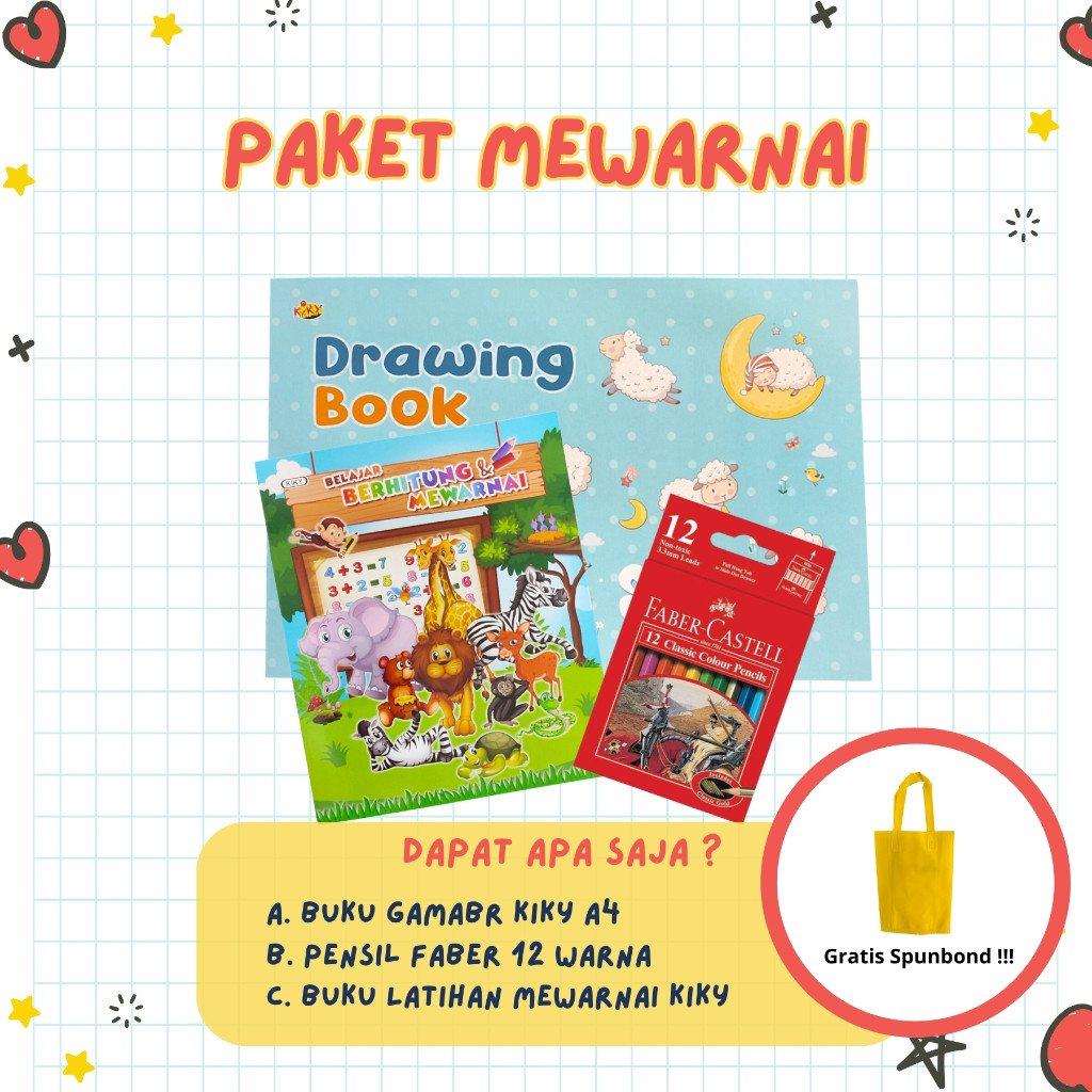 

[READY] Paket Mewarnai / Coloring Bundling Set Gift Kado Anak Hampers Aesthetic Set 3 in 1 +