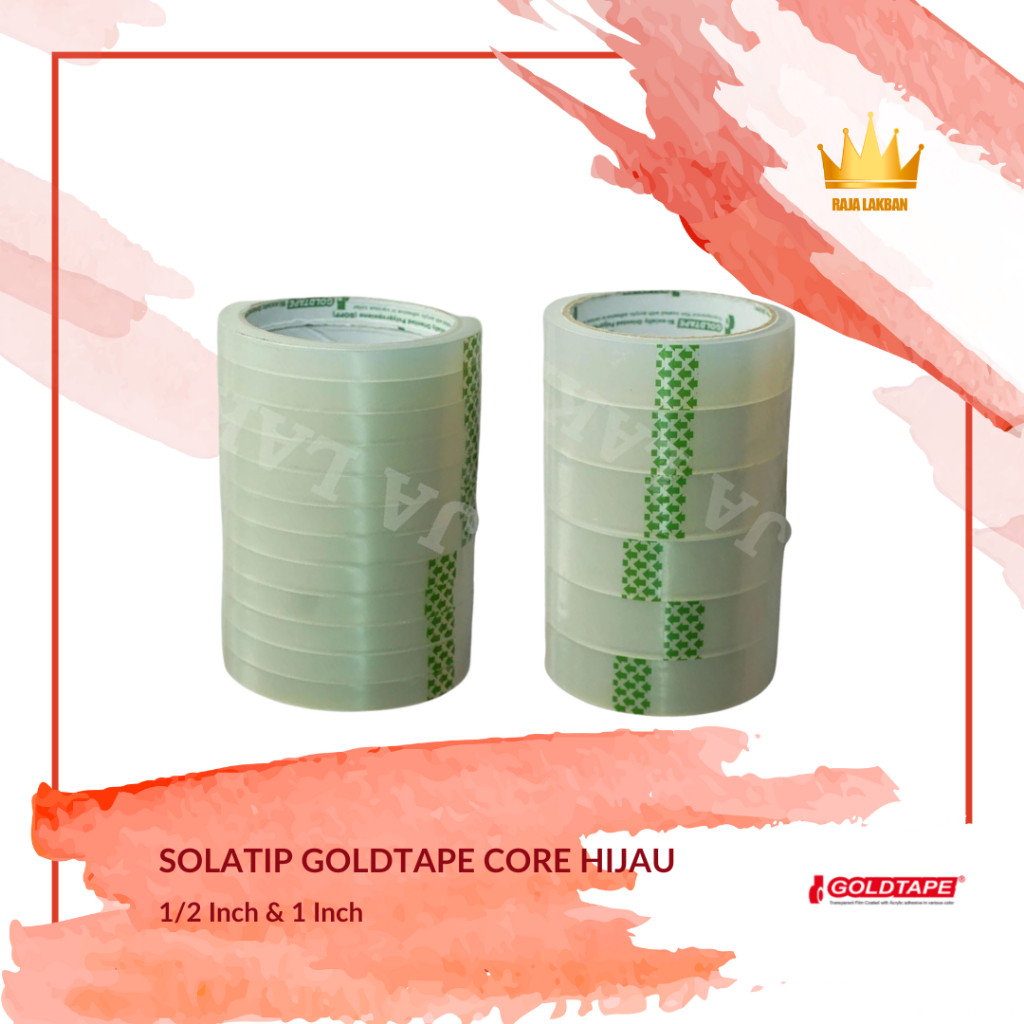 

JH8 Isolasi Selotip Bening Goldtape Core Hijau 0.5 inch 12mm, 1 inch 24mm/ Bening - Slop
