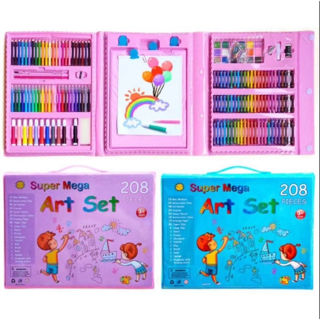 

[READY] Super Mega Art Set Alat Gambar Tulis Anak Crayon Pensil Warna 208 Pcs