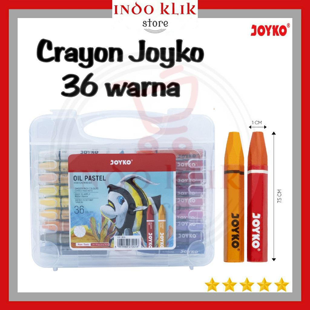 

[READY] Crayon Joyko OP-36S / Krayon minyak 36 Warna Oval / Oil Pastel Crayon Non Toxic OP 36 S