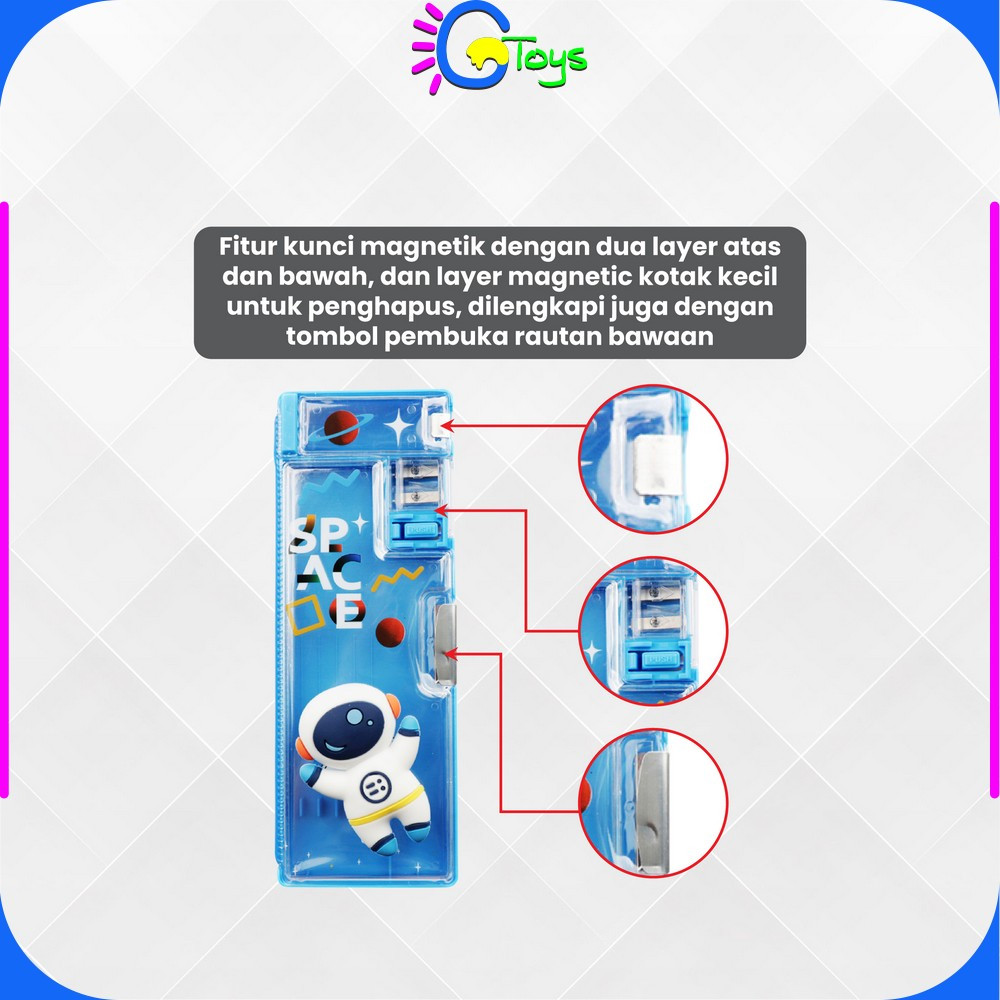 

JH8 CR-A59 Tempat Pensil Anak 3D Timbul Magnetic Multifungsi Alat Tulis Sekolah / Kotak Pensil