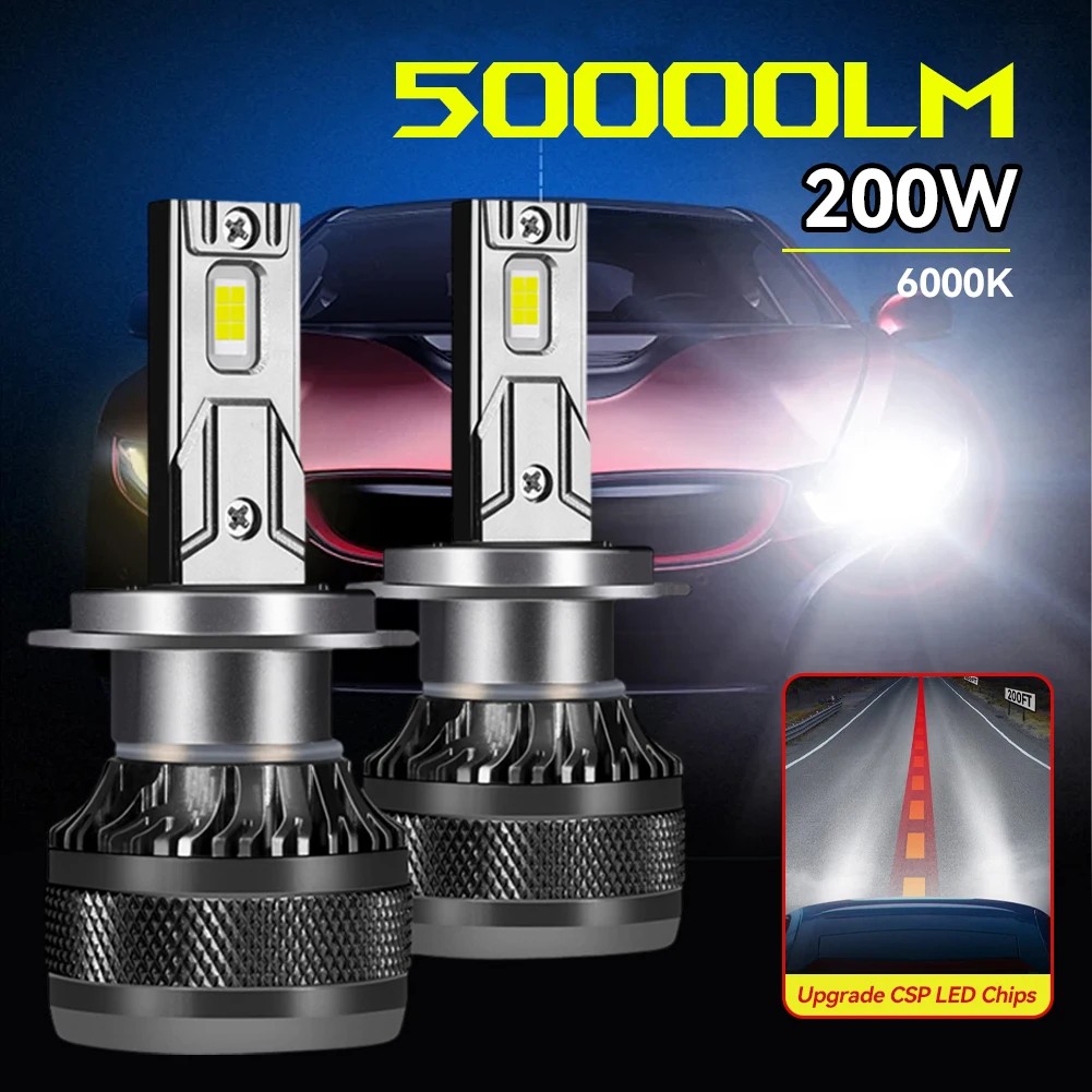 Super Bright H4 H7 Car Led Headlight Bulb H1 H8 H11 Led Lights 50000Lm 6000K White 200W Auto Led