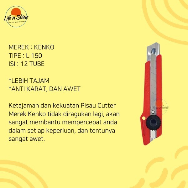 

JH8 ISI CUTTER KENKO L 150 ISI PISAU CUTER L150 REFILL KATER BESAR Box Sekotak