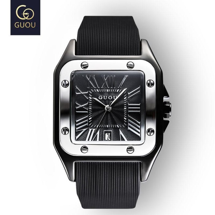 Fashion Guou Top Brand Men's Watches Luxury Wristwatches Rubber
