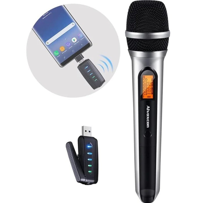 USB Wireless Microphone Alvoxcon UHF Unidirectional Mic for