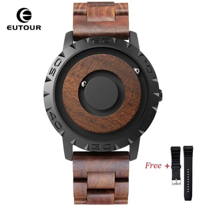 Fashion Magnetic Wooden Watch Men Quartz Wristwatches EUTOUR Casual