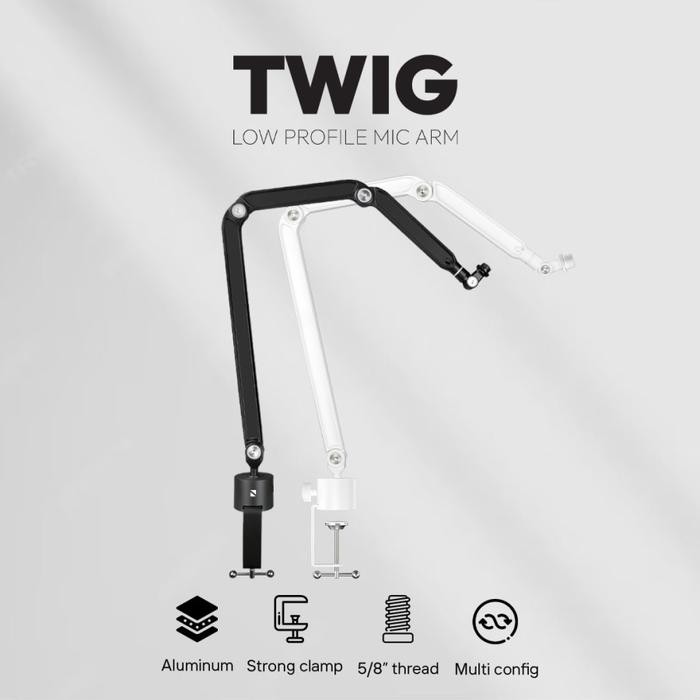 Noir Twig Low Profile Microphone Boom Arm/Mic Bracket Stand For Voix