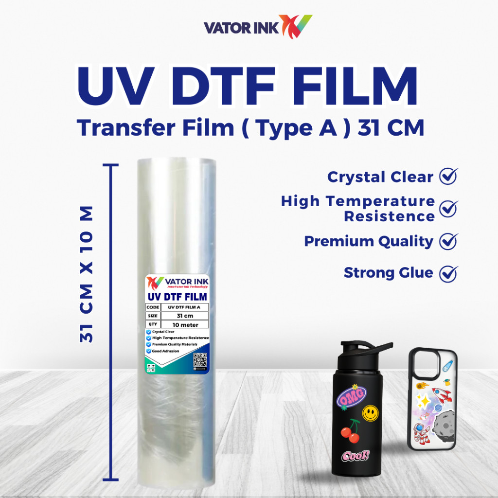 

UV DTF PET FILM ROLL A3 31cm x 10m transfer film (type A) Hh Temp