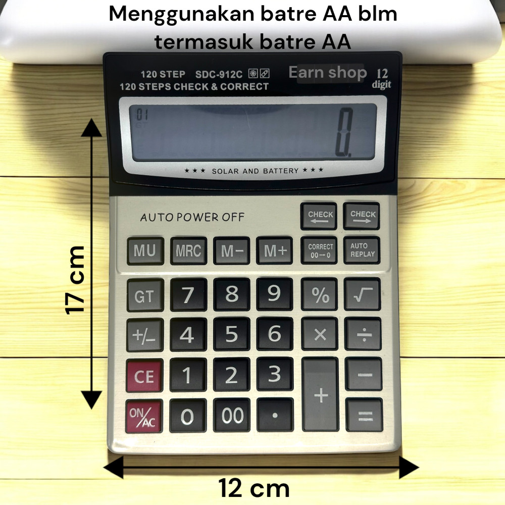 

Kalkulator SDC-912C 12 digit Kalkulator dagang batre AA