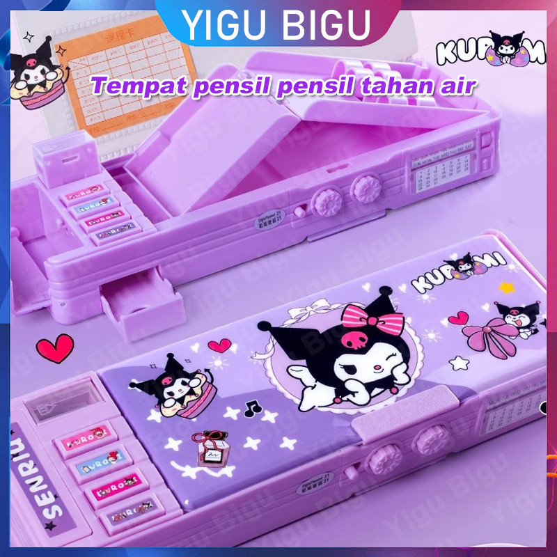 

COD 9-in-1 Kotak Pensil Kunci Kode Kuromi / Bahan Tahan Air Sanrio Tempat Pensil Password /