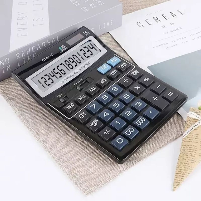 

Kalkulator Dagang Dekstop Kincizen 14 Digit Ukuran Layar Besar Big Display Hitam Type Kc914D