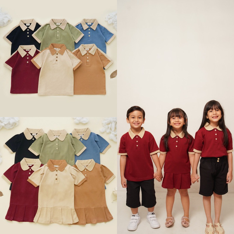 AXEL POLO TOP & ZEA POLO DRESS Atasan Anak 1 - 8tahun Baju Couple Anak Baju imlek anak baju merah