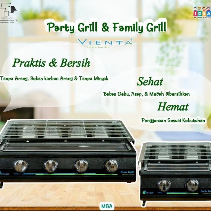 PREMIUM Family Grill Vienta Blue Gaz 2 tungku (Alat Panggang/Bakar)