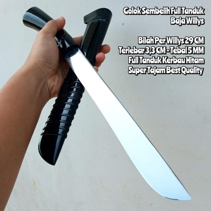 PREMIUM Golok Sembelih Full Tanduk Baja Willys Super Tajam