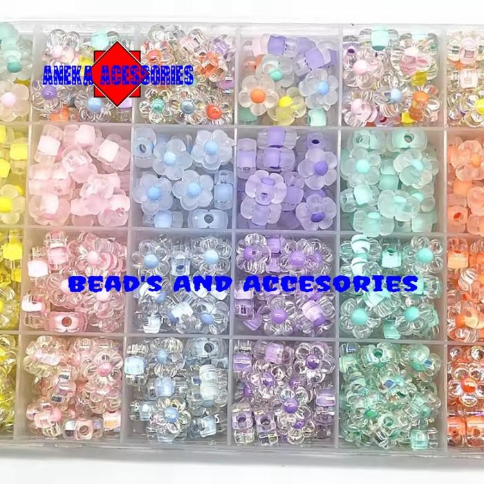 PREMIUM MANIK MOTE BUNGA SAKURA MOTE KRISTAL ISI BUNGA SAKURA 25PCS