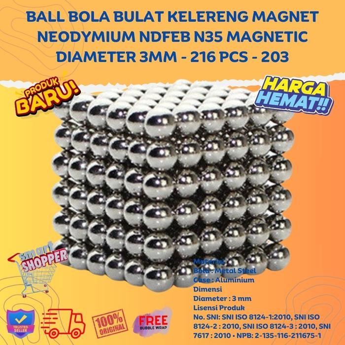 PREMIUM GG Ball Bola Bulat Kelereng 3mm Neodymium Magnet Kancing NdFeB N35 ORI