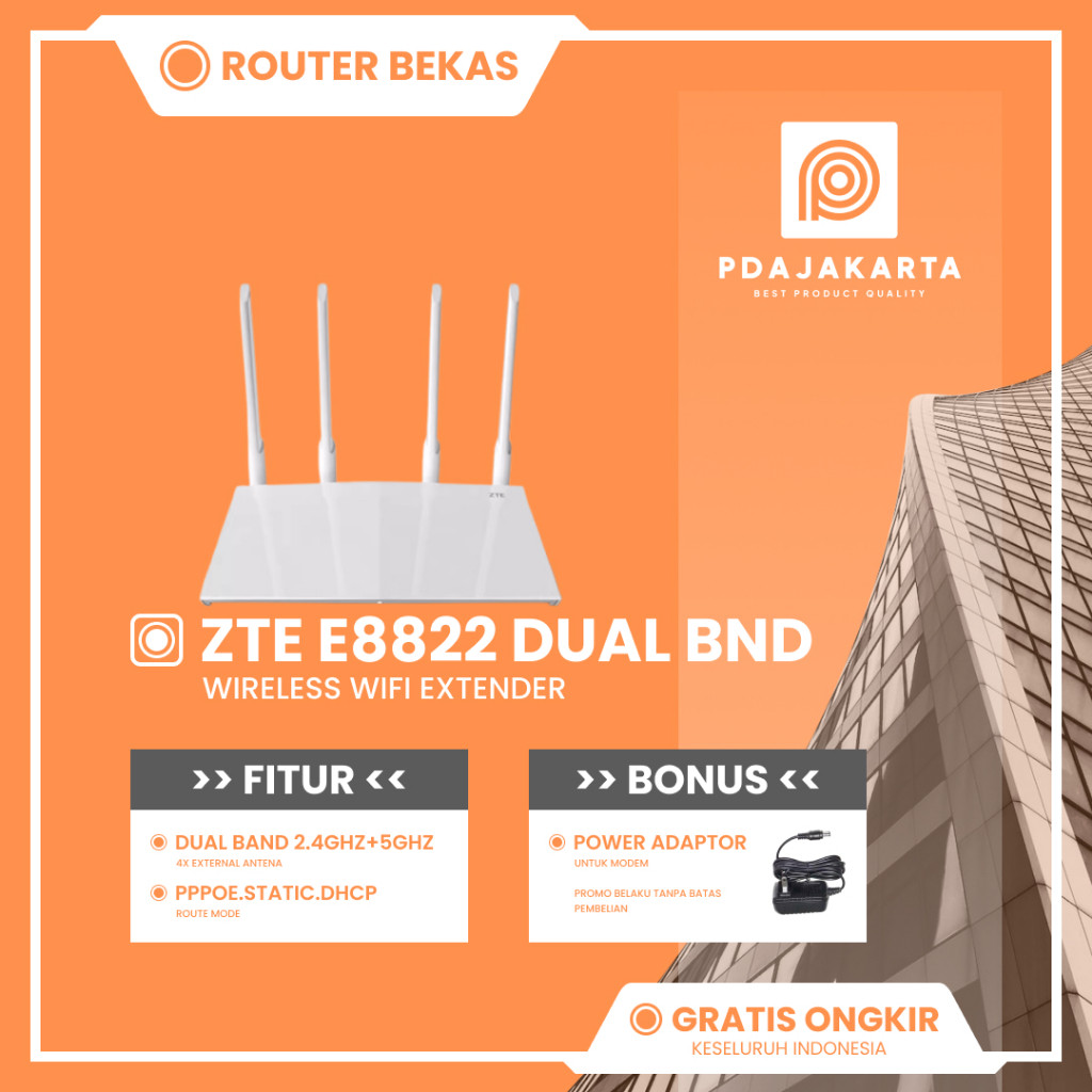 TERMURAH Router ZTE E8820 & E8822 V2 Gigabit Band Wireless Router WiFi Bekas Bonus Adaptor READY