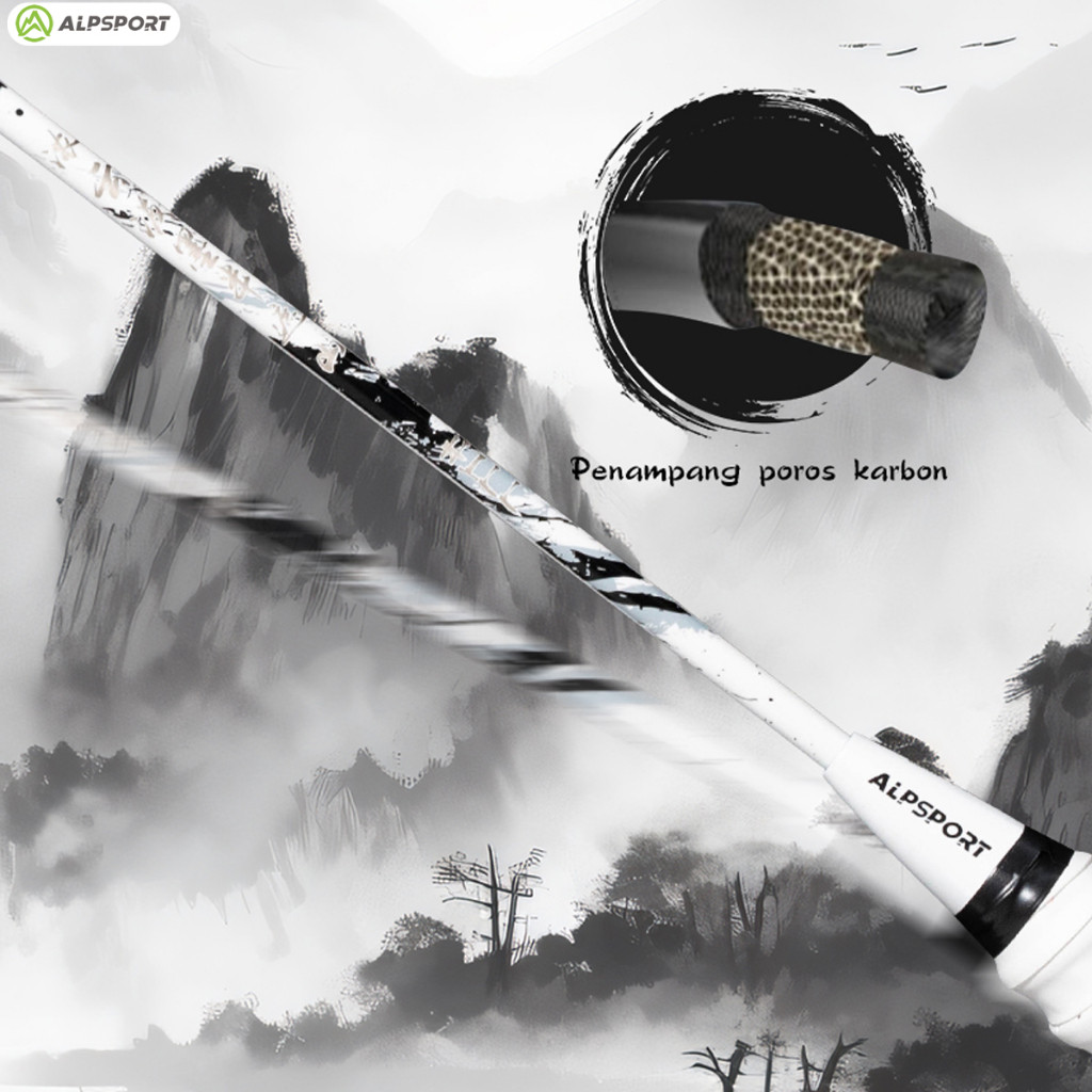 ALPSPORT New SS 100% Full Carbon Fiber Pro Raket Badminton Desain Strung Raket Bulutangkis Rangkaian