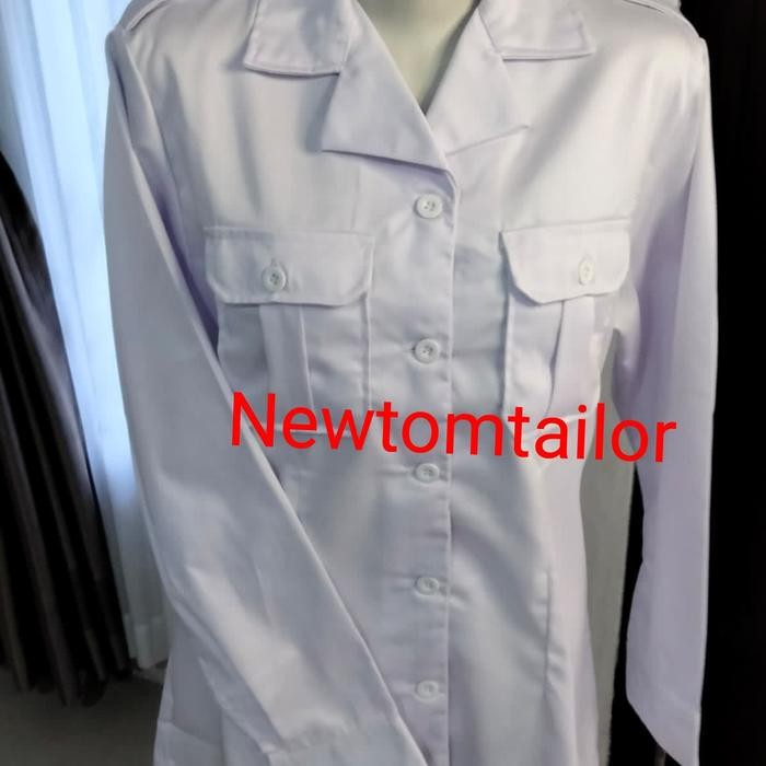 TERLARIS SERAGAM PDH PUTIH CEWEK LENGAN KANCING BAHAN NAGATA READY STOCK