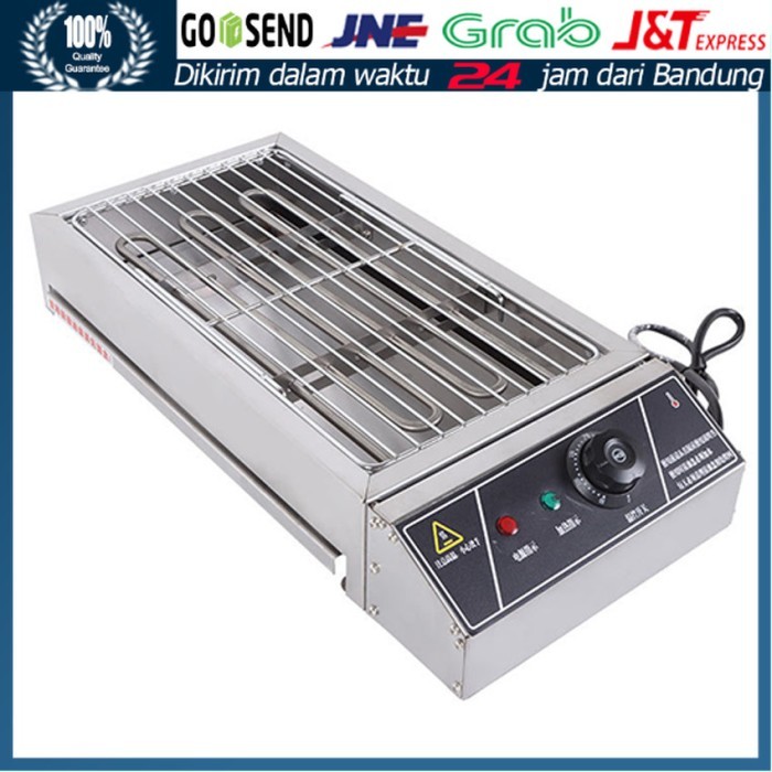 Panggangan BBQ Grill Listrik Besar Stainless Steel Kompor Alat Pemanggang Sate Daging Sosis Listrik