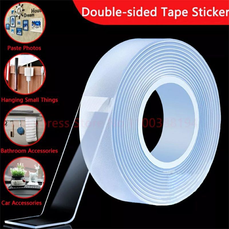 

Lem Double / Doble Tape Nano Double Tape 1 Meter / 2 Meter / 3 Meter Bening Double Tape Bening