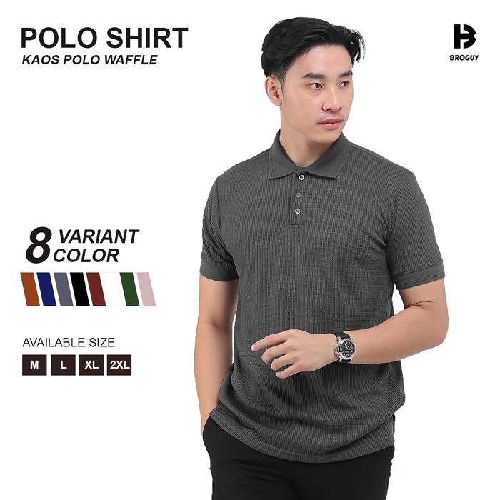 BROGUY KAOS POLO SHIRT PRIA WAFFLE DARK GREY