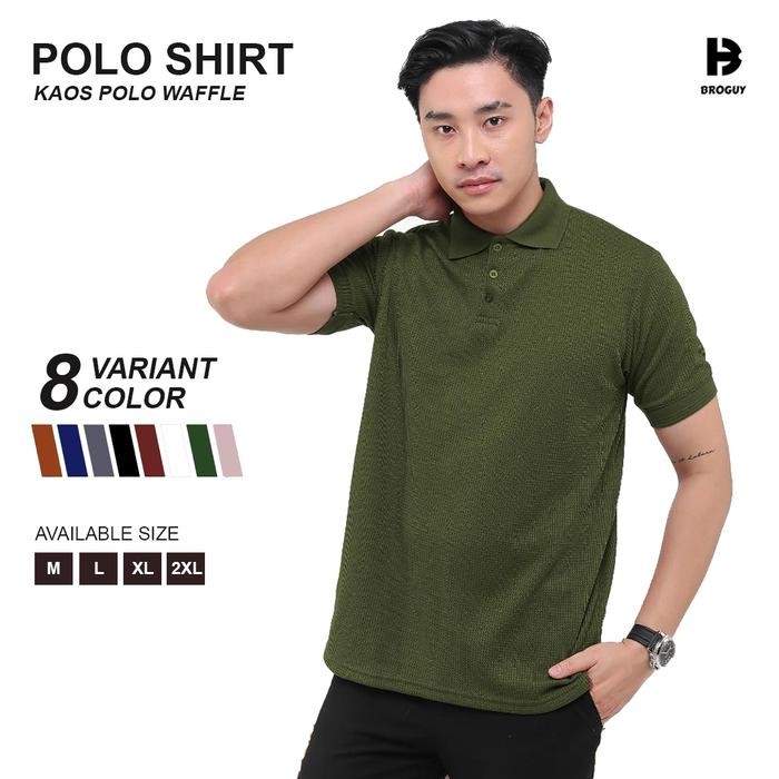 BROGUY KAOS POLO SHIRT PRIA WAFFLE DARK OLIVE