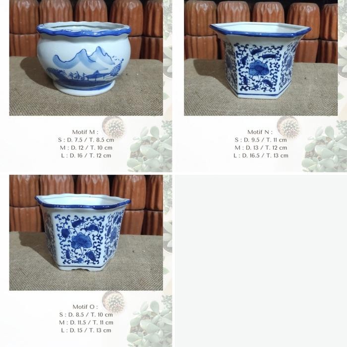 Pot Keramik / Pot Keramik Cantik / Pot Keramik Putih Motif Bunga
