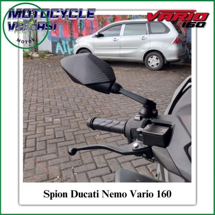 READY STOK SPION DUCATI VARIO 160 TANGKAI PENDEK KACA PUTIH ADV 160 VARIO 160 NMAX AEROX ADV PCX