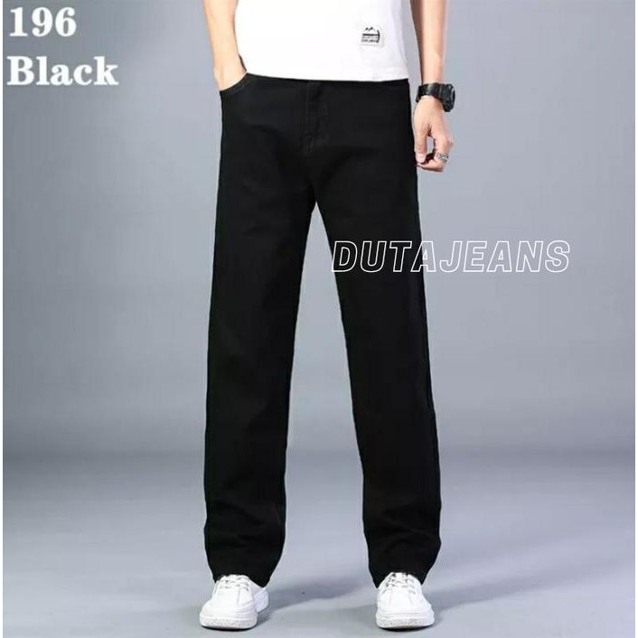 CELANA JEANS HITAM PRIA STANDAR CELANA PANJANG LAKI LAKI REGULER BASIC