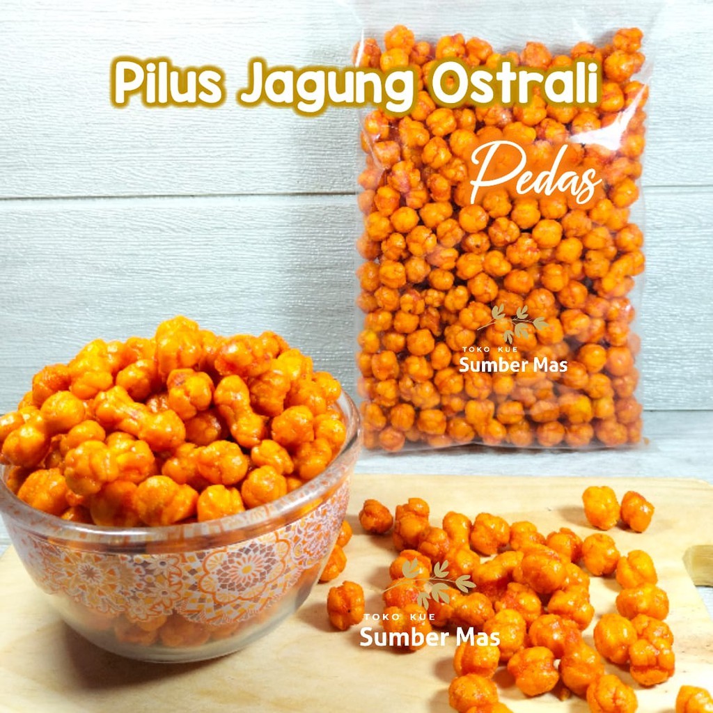 

PILUS JAGUNG 250GR / PILUS AUSTRALI pedes / PILUS AUSTRALIA pedas / PILUS JAGUNG PEDES DAUN JERUK /