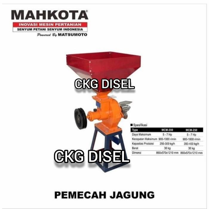 Mesin Giling Pemecah Jagung Corn Mill Mahkota Mcm-200 Mcm200 Mcm 200 Premium Berkualitas