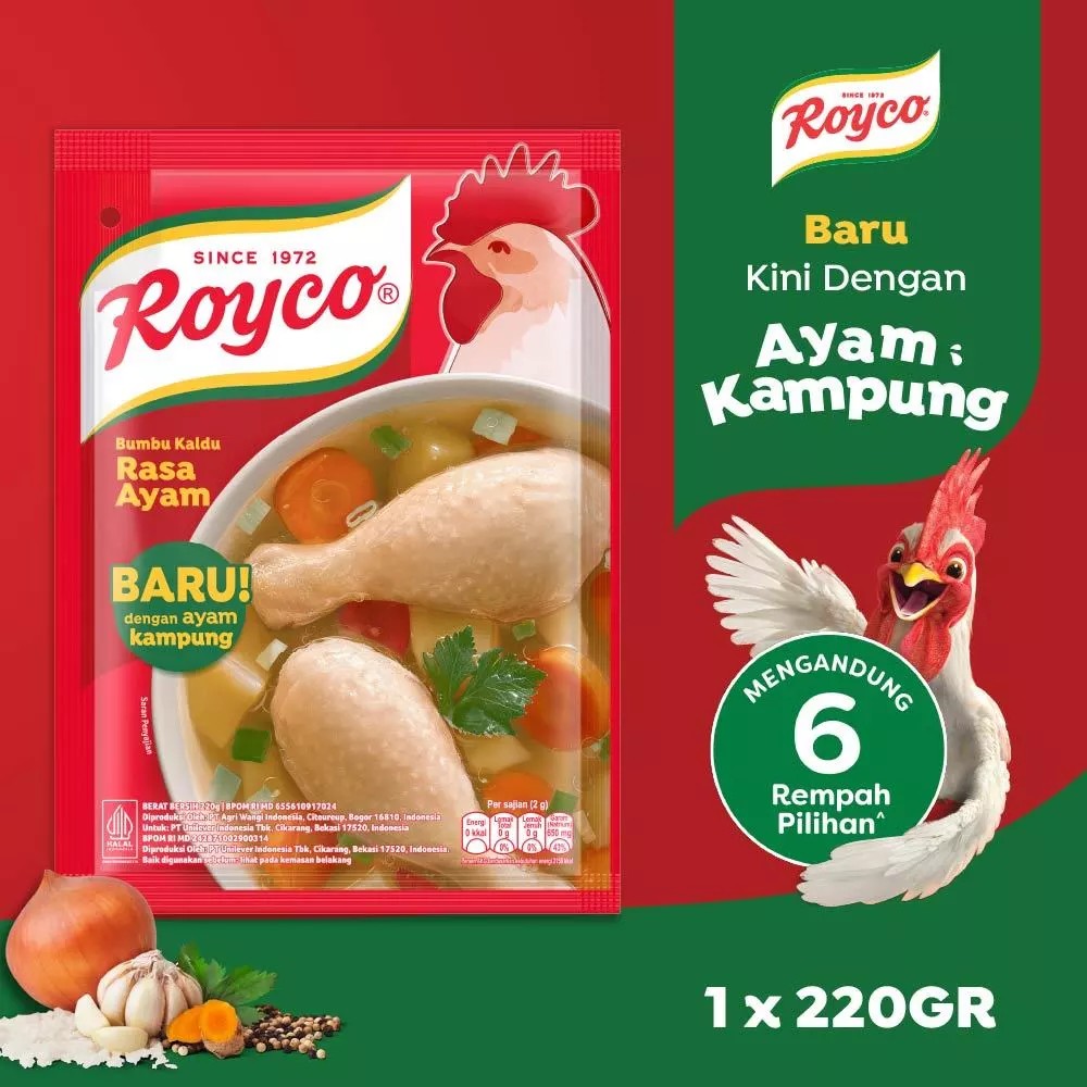 

Royco Ayam 220gr Royco BUMBU KALDU Penyedap Makanan Penyedap Rasa AYAM Beryodium 220G