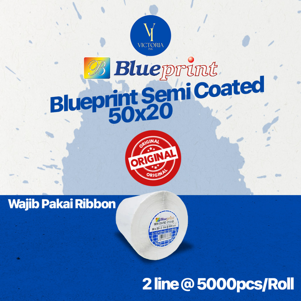 

Stiker Label Blueprint 50x20 2 Line @5000pcs Label Barcode 50 X 20 50x20 mm 50x20mm 2 Line Kertas