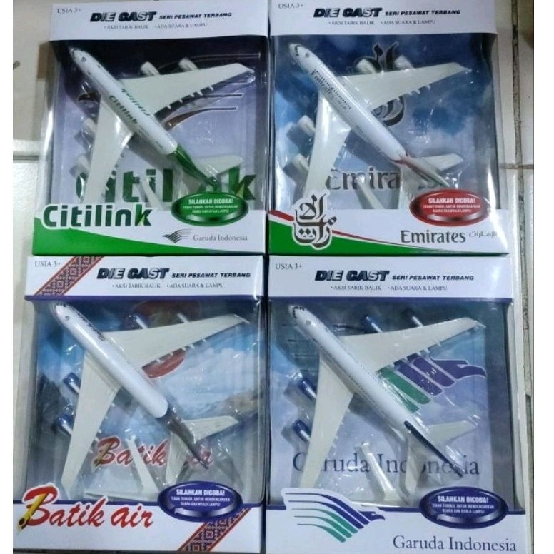 mainan Diecast pesawat terbang bisa pull back
