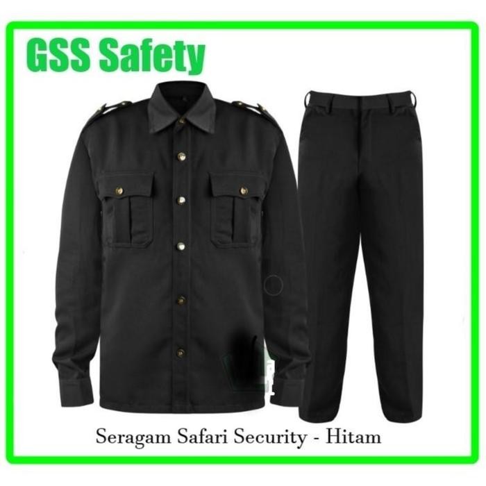 TERBARU Setelan Seragam Security - Baju Safari Lengan Panjang Kancing Garuda