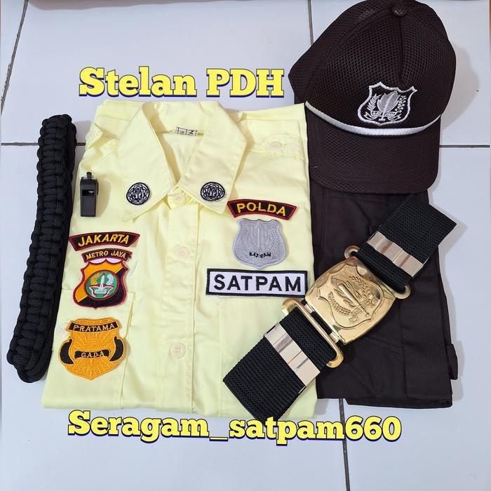 Stelan Baju Seragam Security Satpam PDH dan PDL Cream terbaru 2023