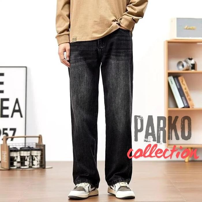 CELANA JEANS PRIA BAGGY PANTS WASHED STYLE LOOSE KULOT PANJANG HITAM DEWASA FIT DISTRO SLIM SKINNY