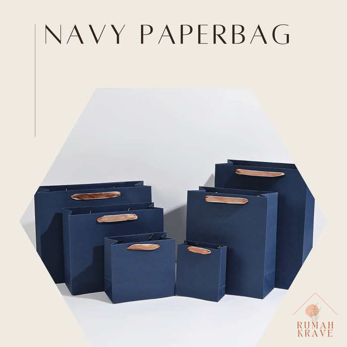 

Happy- RUMAH KRAVE - Navy Paperbag Polos Biru Tua Goodie Bag Kado Hadiah