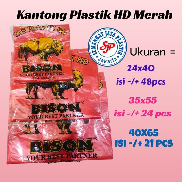 Pesta- Kantong plastik merah hd bison merah