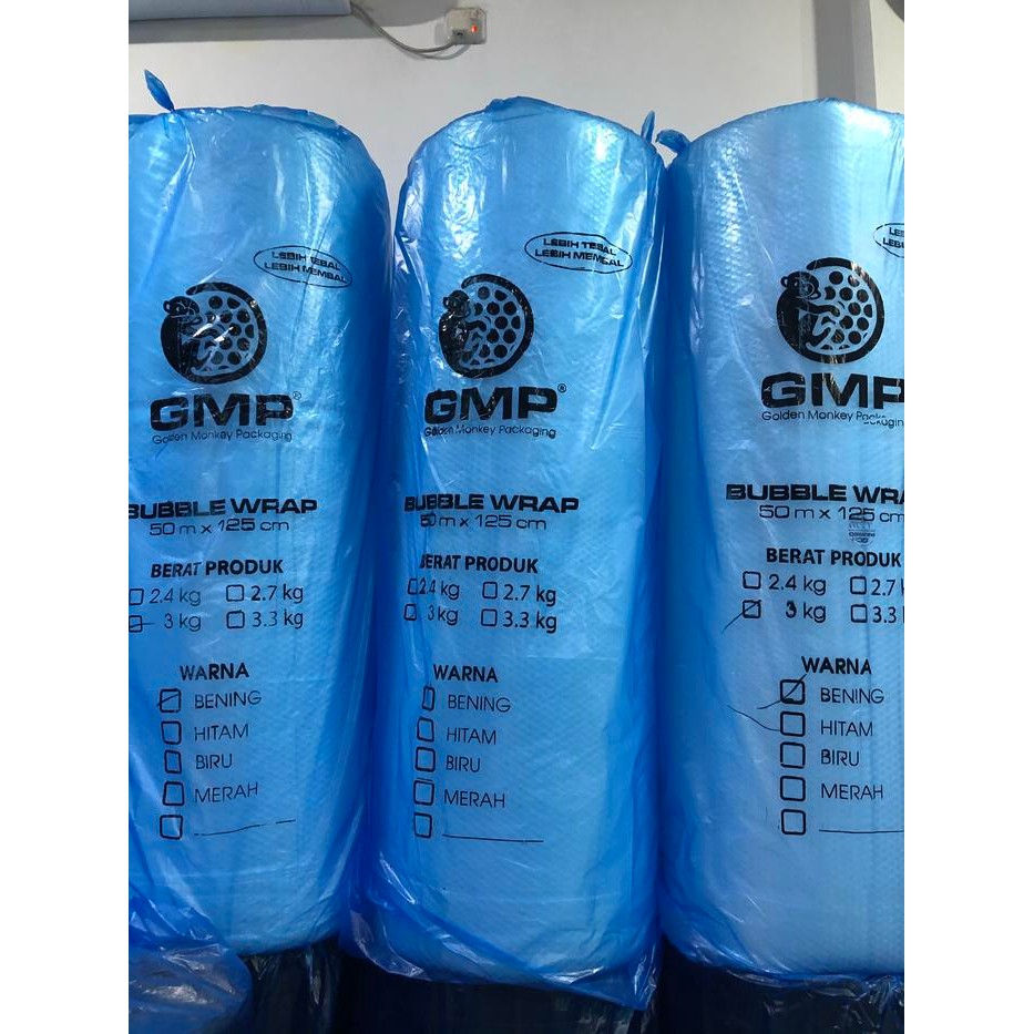 

gema.gemilang Bubble wrap Bening / hitam Tebal 125cm x 50M merk GMP 3KG