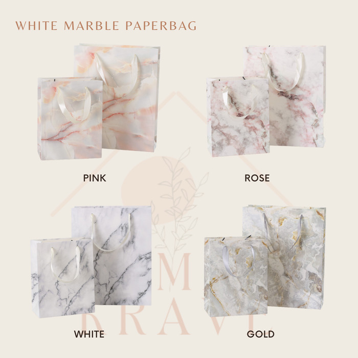 

Pesta- RUMAH KRAVE - White Marble Marmer Paperbag Paper Bag Goodie Bag