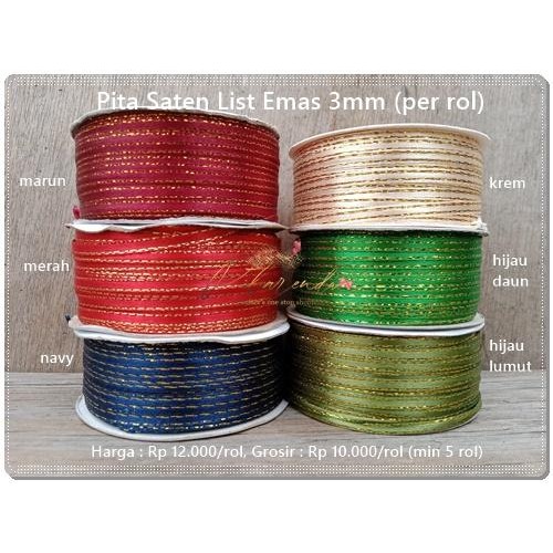 

Pesta- GPITA-50 : Pita Saten List Emas 3mm (per rol)