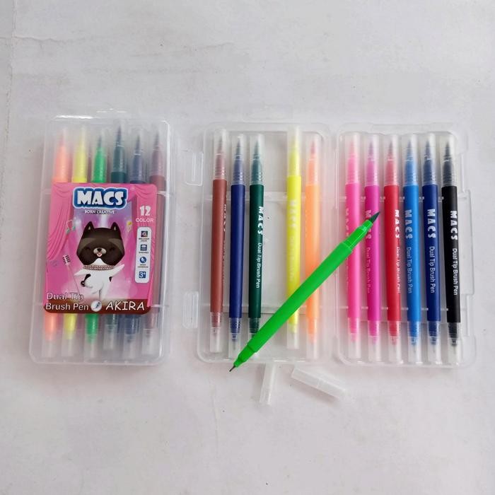 

BRUSH PEN DUAL TIP MACS SPIDOL 12 WARNA